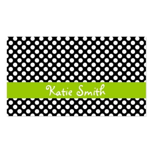 Black and Lime Polka Dot Business Cards