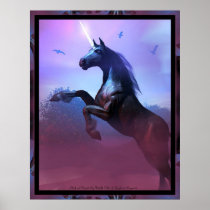 unicorn, unicorns, majestic, horse, horses, fantasy, fantasies, art, magic, magical, mystical, mystic, wild, free, horn, glow, digital realism, Poster with custom graphic design