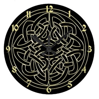 Black and Metallic Gold Celtic Knot Clock