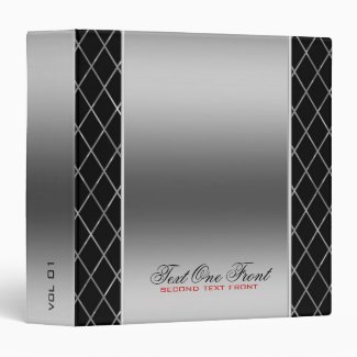 Black And Metallic Silver Geometric Design 3 Ring Binder