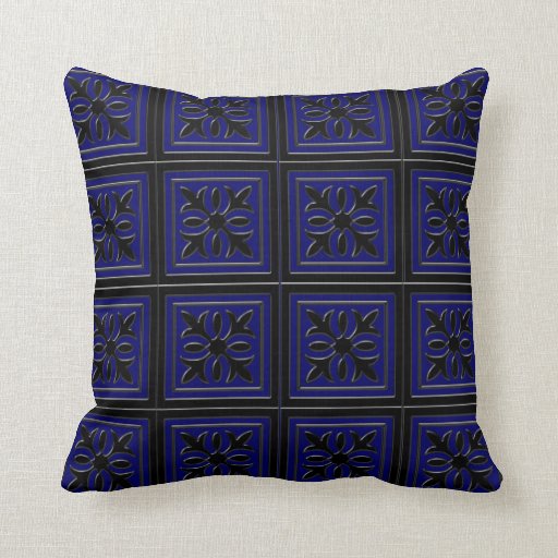 Black and Navy Blue Fancy Decorative Pillow Zazzle