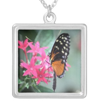 Black and Orange Butterfly Necklace necklace