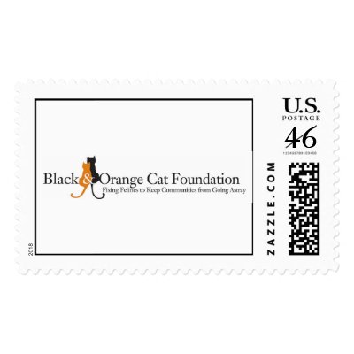 Black and Orange Cat Foundation Logo Postage by bandocatfoundation
