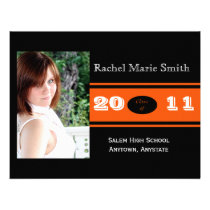 Black and Orange Class Band Graduation Custom Invites