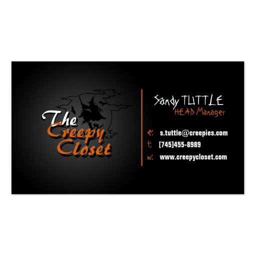 Black and Orange Creepy Business Card (front side)