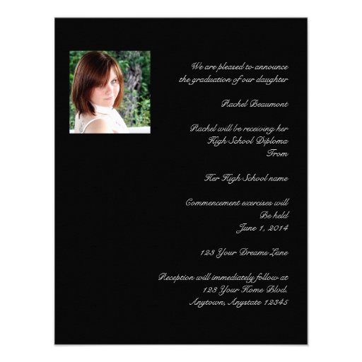 Black and Orange Scroll Ribbon Graduation Personalized Announcements