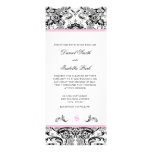 Black and Pale Pink Damask Wedding Invite 4 x 9 invitations