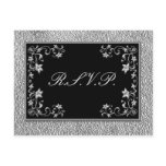 Black and Pewter Floral RSVP Postcard