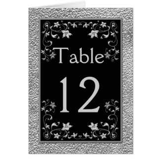 Black and Pewter Floral Table Card card