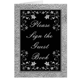 Black and Pewter Floral Table Card card