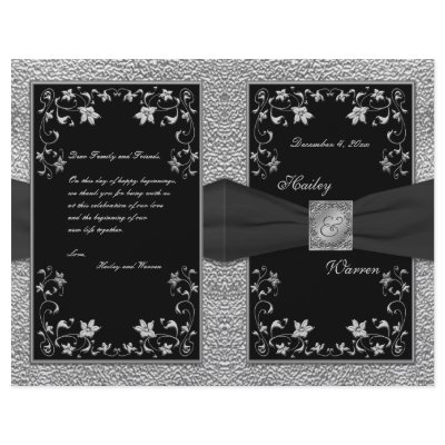 Black and Pewter Floral Wedding Program Full Color Flyer by NiteOwlStudio