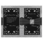 Black and Pewter Floral Wedding Program flyers