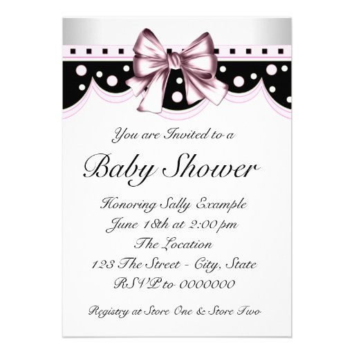 Black and Pink Baby Shower Invitations