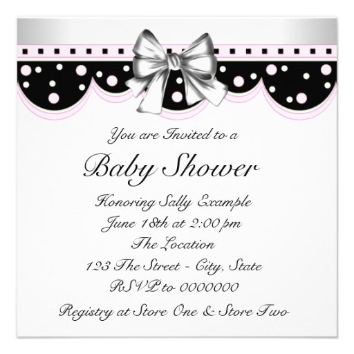 Black and Pink Baby Shower Invitations