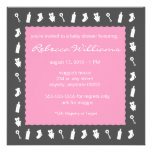 Black and Pink Baby Things Invitation