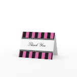 Black and Pink Cafe Stripes Thank You Note cards