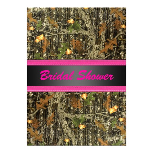 Black and Pink, Camo, Bridal Shower Invitation