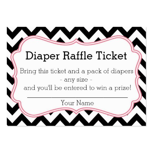 Black and Pink Chevron Diaper Raffle Ticket Business Card Templates (front side)