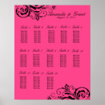 Black and Pink Chic Flourish Seating Chart Print
