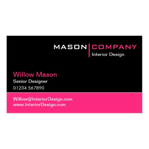 Black and Pink Corporate Business Card (front side)