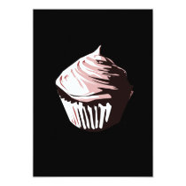 cupcake, black, pink, vector, party, birthday, dark, Invitation med brugerdefineret grafisk design