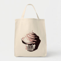 cupcake, dessert, sweet, vector, black, pink, Bag with custom graphic design