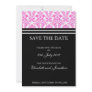 Black and Pink Damask Save The Date Postcard Custom Invitation