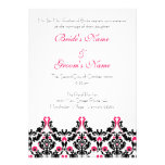 Black and Pink Damask Wedding Invitation invitations
