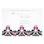 Black and Pink Damask Wedding Response Card invitations