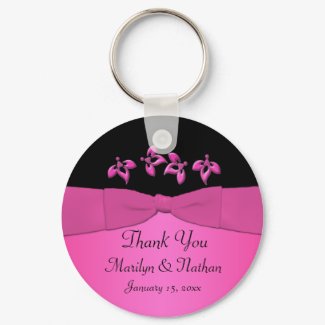 Black and Pink Floral Keychain keychain