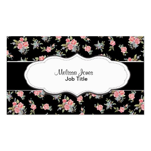 Black and Pink Floral Rose pattern Business Card