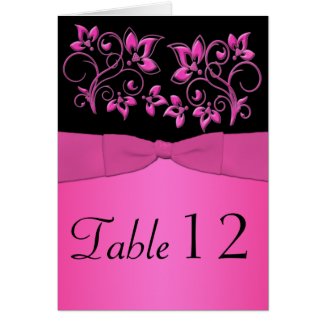 Black and Pink Floral Table Number Card card