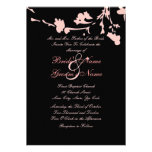 Black and Pink Floral Wedding Invitation