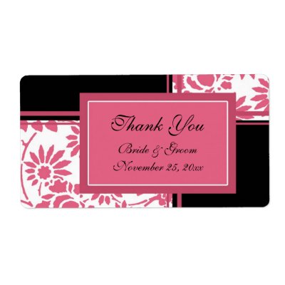 Black and Pink Floral Wedding Labels