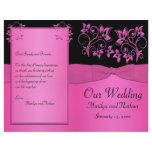 Black and Pink Floral Wedding Program Custom Flyer
