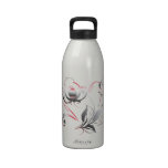 Black and pink flowers water bottles