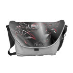Black and pink flowers messenger bags