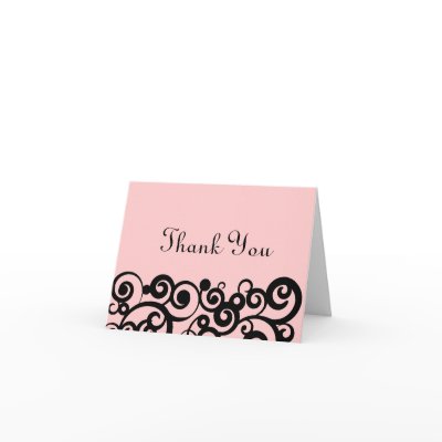 Black and Pink Funky Swirl Thank You Cards by RiverJude