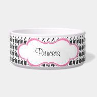 Black and Pink Houndstooth | Personalized Dog Dish petbowl