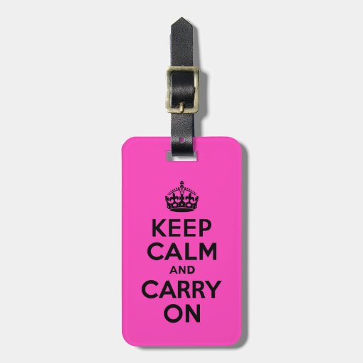 Black and Pink Keep Calm and Carry On Luggage Tag