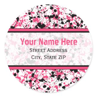Black and Pink Paint Splatter Address Labels sticker