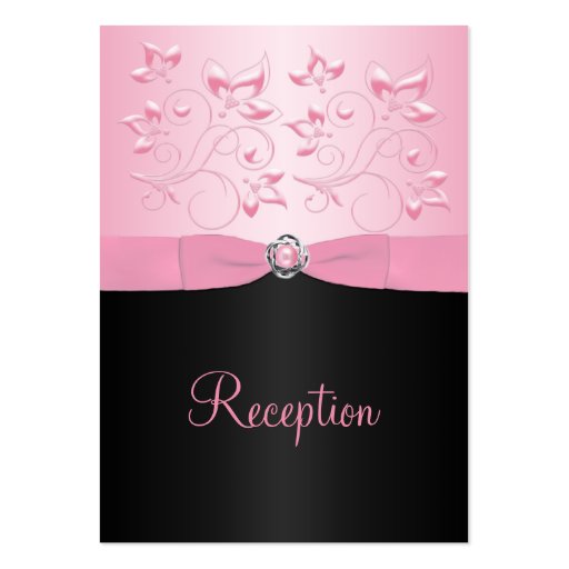 Black and Pink Pearl Loveknot Enclosure Card Business Card Template (front side)