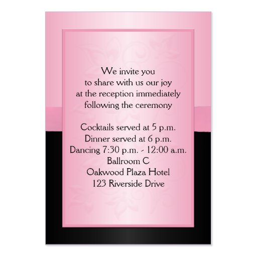 Black and Pink Pearl Loveknot Enclosure Card Business Card Template (back side)