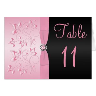 Black and Pink Pearl Loveknot Table Number Card card