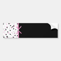 Black and Pink Polka Dot Design Bumper Stickers