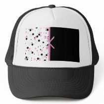 Black and Pink Polka Dot Design Trucker Hat