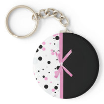 Black and Pink Polka Dot Design Key Chain