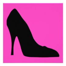 Black and Pink Pumps Personalized Invites