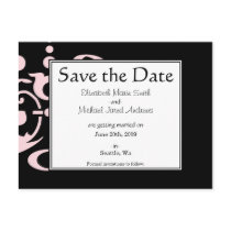 Black and Pink Save the Date Postcard