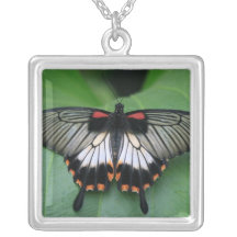 Black and Pink Swallowtail Butterfly Necklace